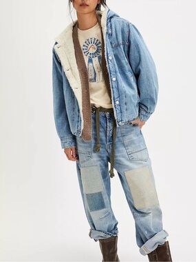 FREE PEOPLE x We The Free Asher Cozy Denim Jacket size large